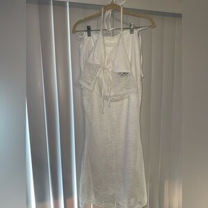 SHEIN White Lace Halter Dress